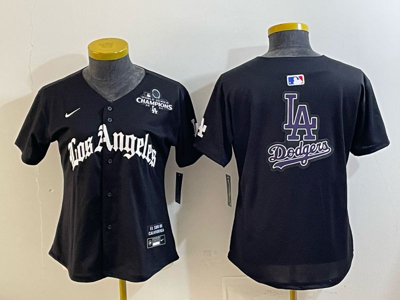 Women 2026 Los Angeles Dodgers Blank Black Game Nike MLB Jersey style 0028->women mlb jersey->Women Jersey